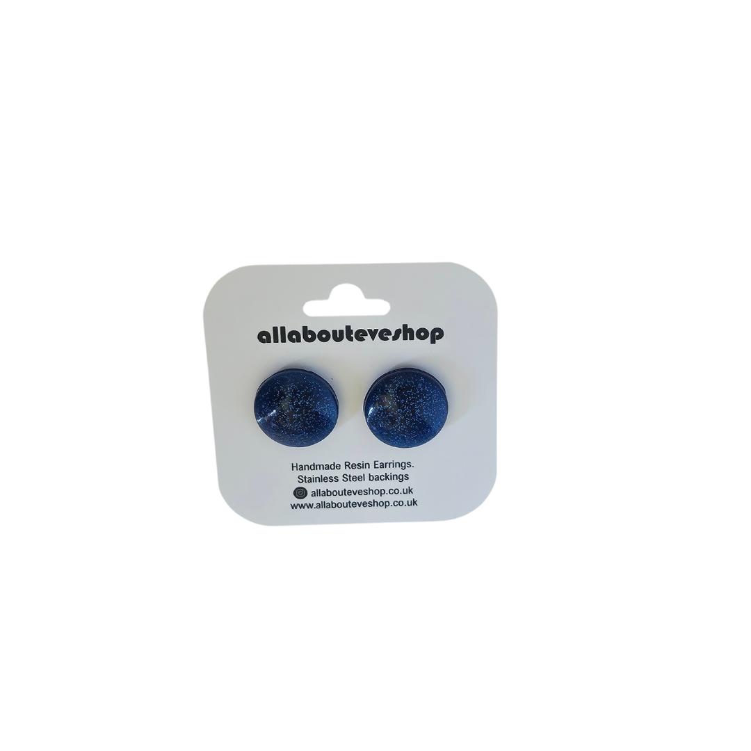 Resin & Stainless Steel Stud Earrings - Coin Stud Earrings
