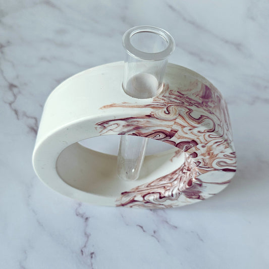 Brown Marbled Round Asymmetrical Tube Vase