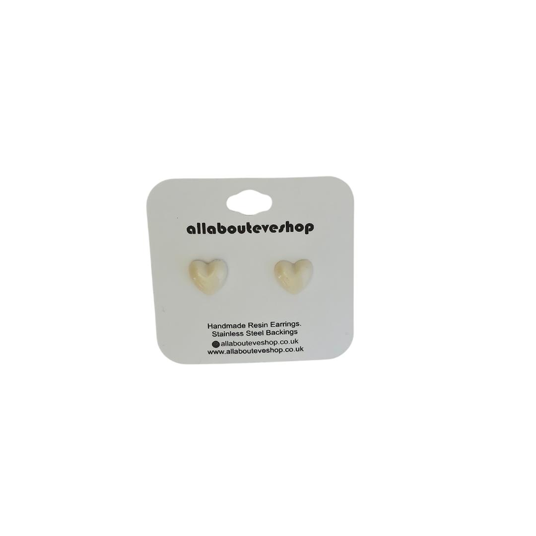 Pearl heart stud earrings with stainless steel backing
