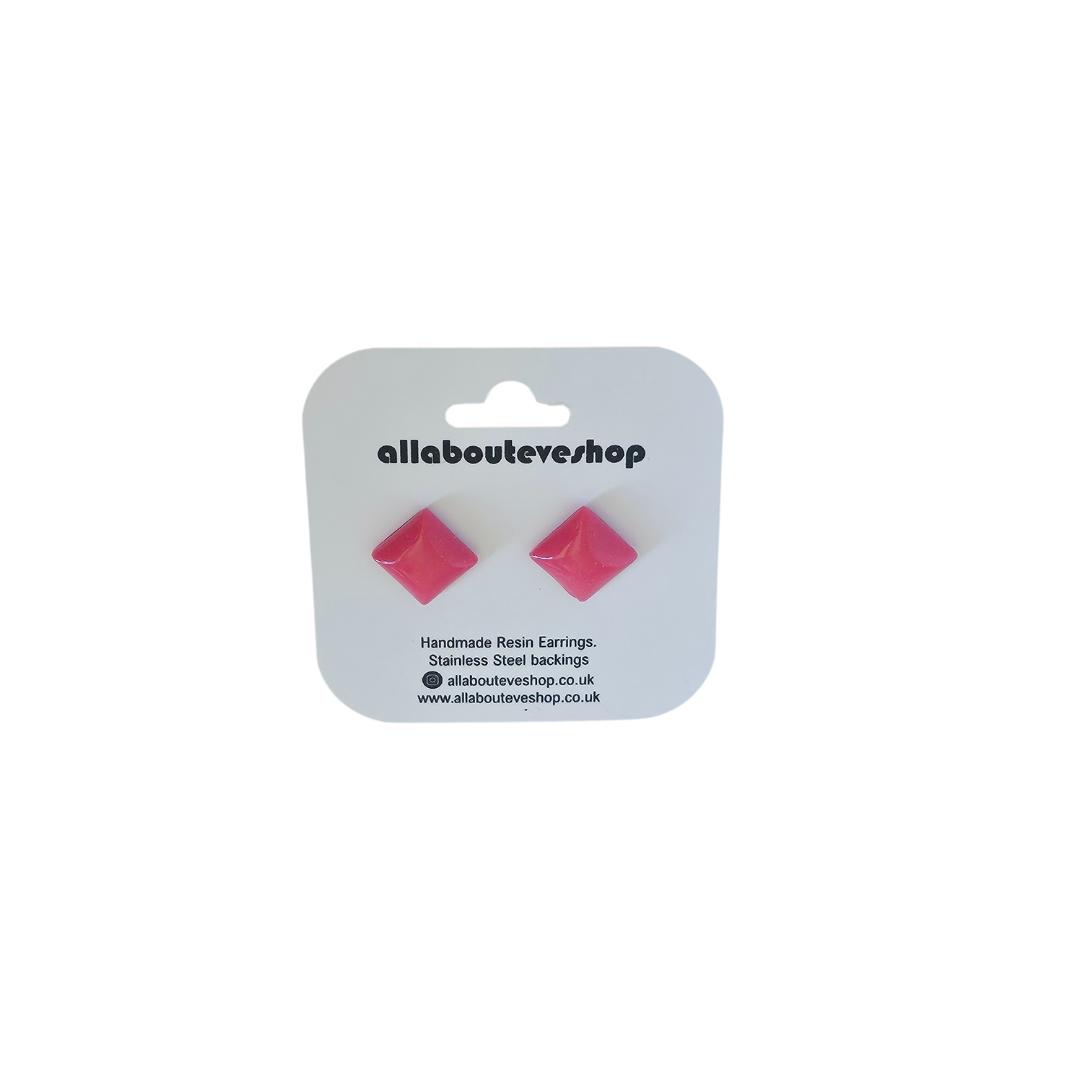 Pink pillow stud earrings with stainless steel backing