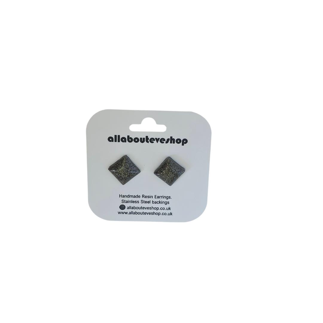 Silver pillow stud earrings with stainless steel backing