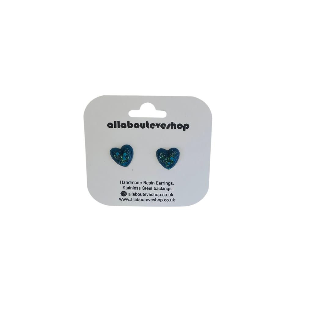 Turquoise heart stud earrings with stainless steel backing