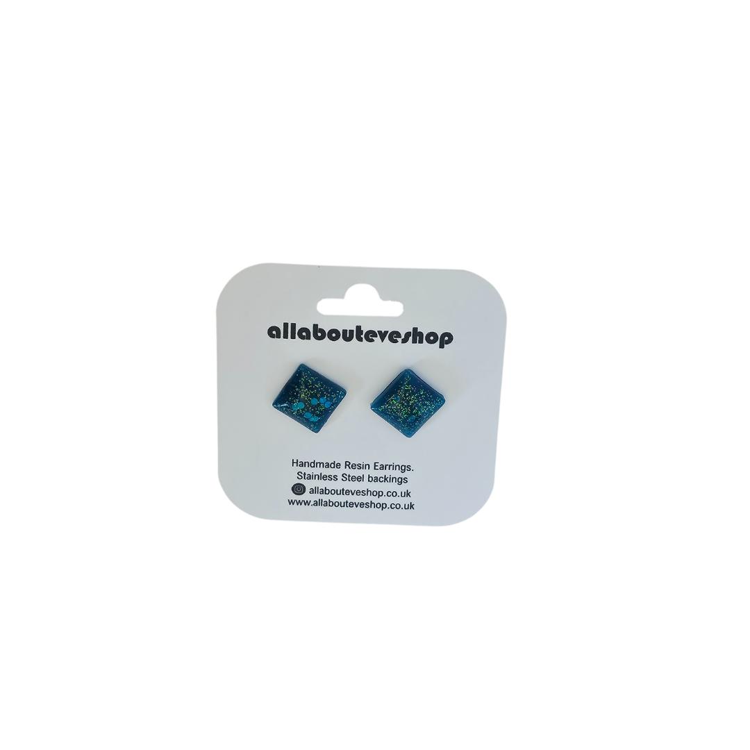 Turquoise pillow stud earrings with stainless steel backing