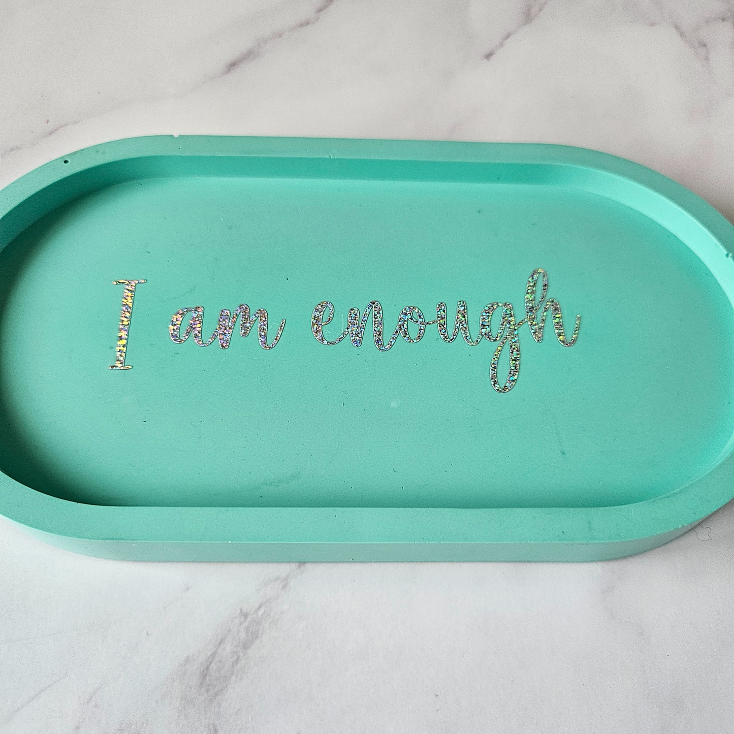 i am enough oval trinket tray