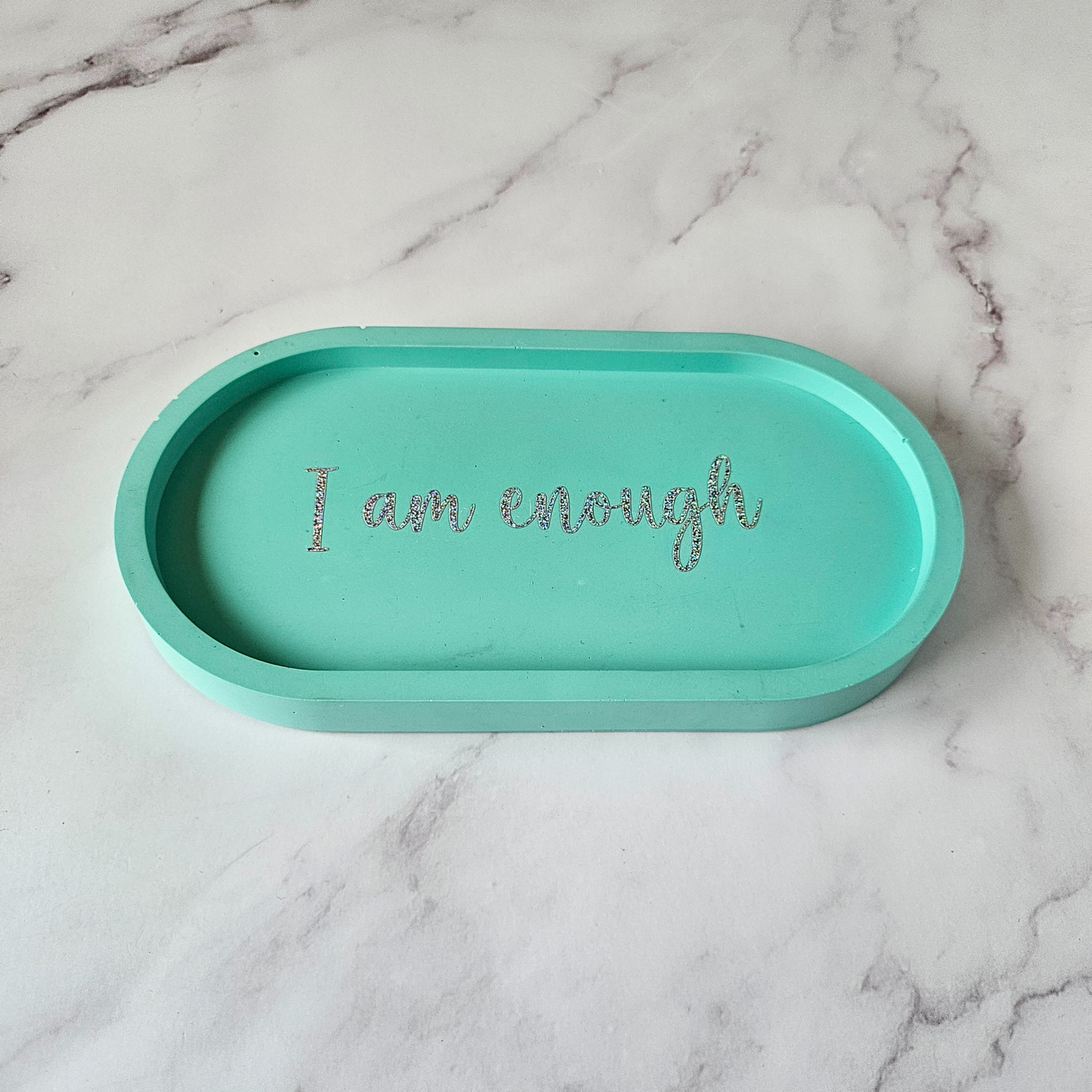 green i am enough tray