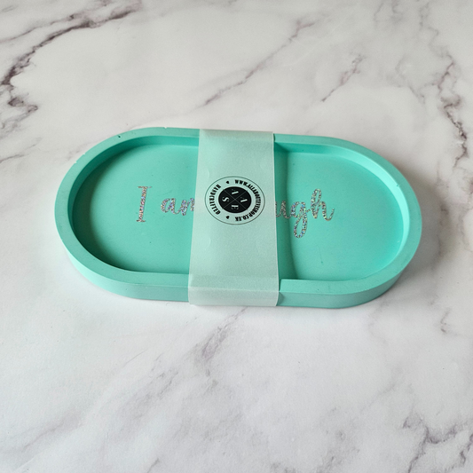 Green i am enough oval tray