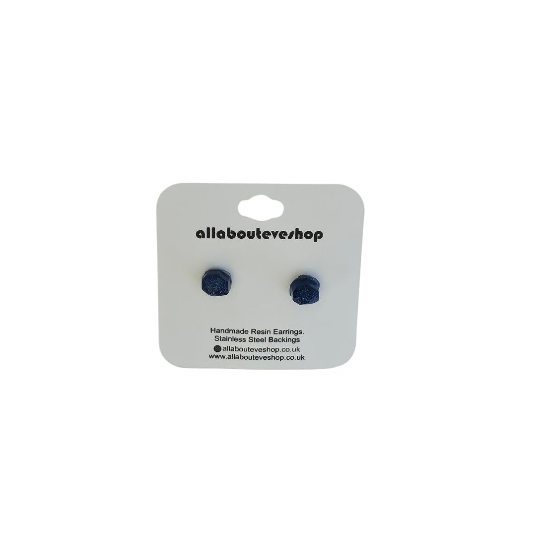 Blue Tiny crystal stud earrings with stainless steel backing