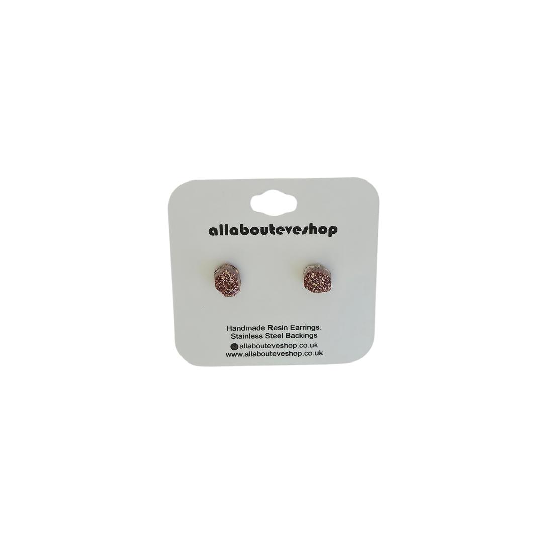 Rose gold Tiny crystal stud earrings with stainless steel backing
