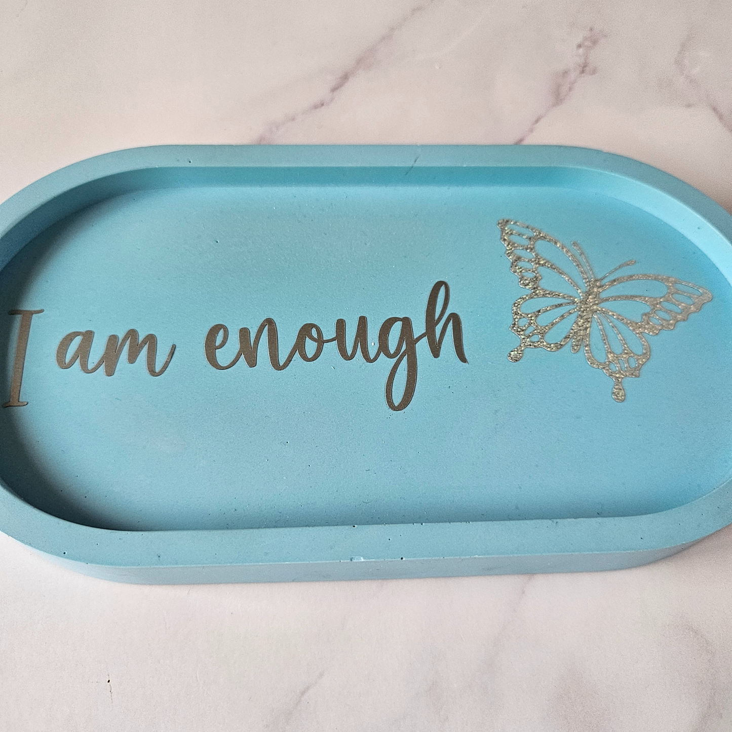 i am enough trinket tray close up