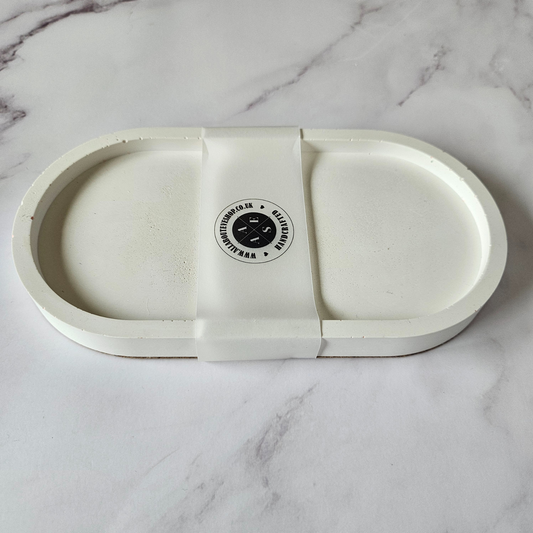 White oval tray